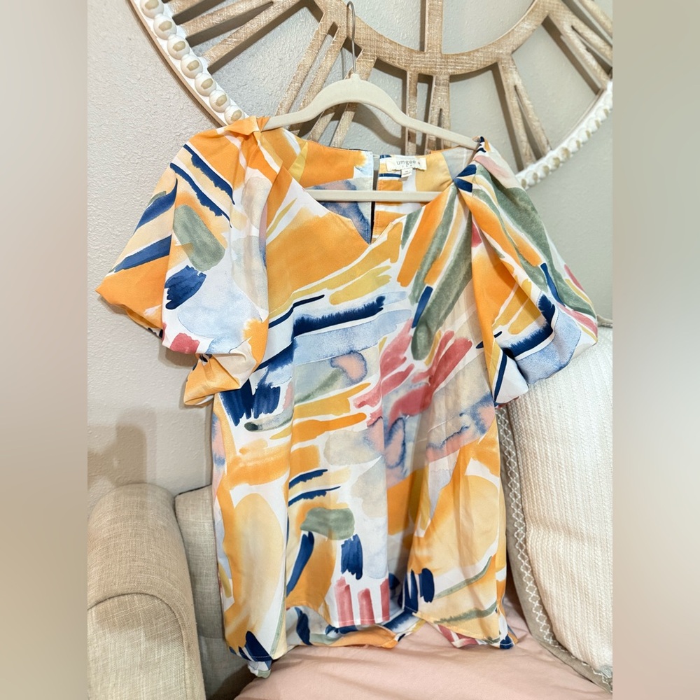 Umgee Multicolor Abstract Blouse - Picture 2 of 4